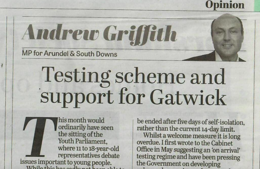 Testing scheme and support for Gatwick