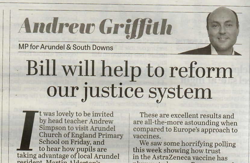 Andrew's column in Sussex newspapers 25th March