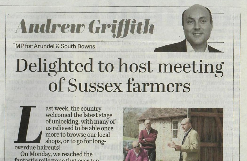 Andrew's column for West Sussex newspapers 22nd April