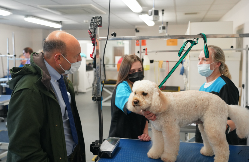 Andrew Griffith MP visiting Brinsbury Dog-Care training centre.