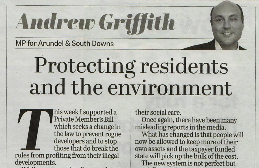 Andrew's column in West Sussex newspapers 26th November 