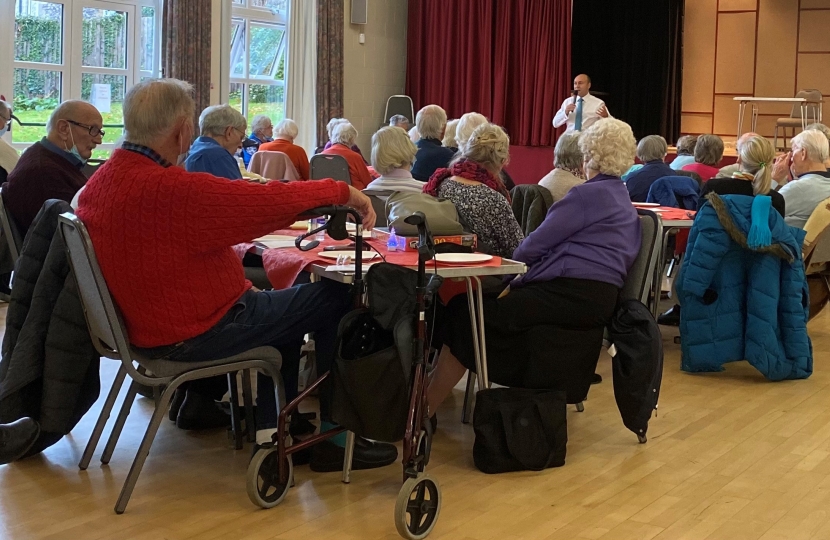 Andrew speaking to an audience of Vintage Years membrs at Steyning Village Hall