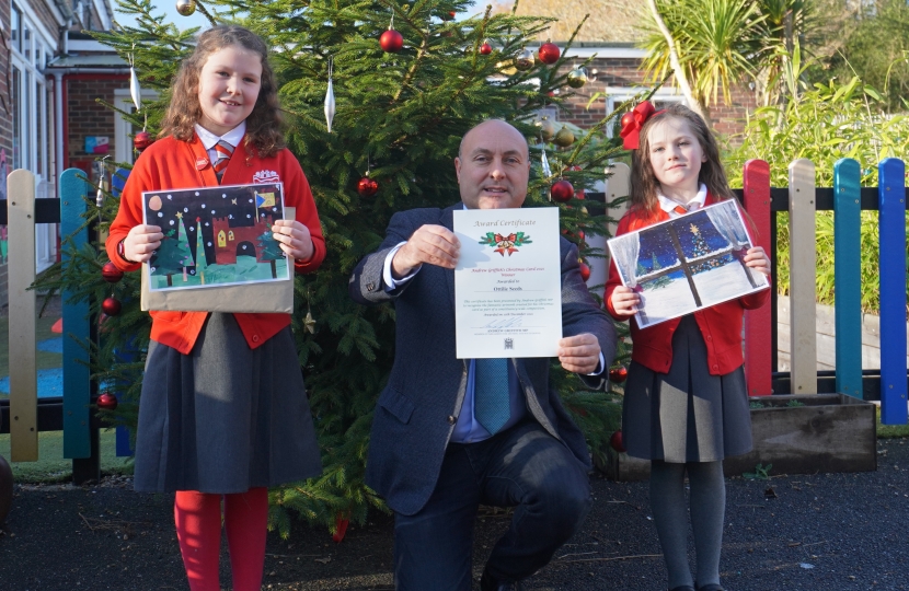 Andrew with Ottilie and Poppy of Arundel CE School