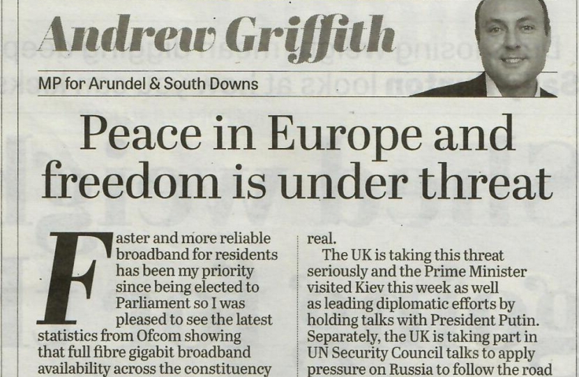 Andrew's column in West Sussex newspapers 3rd February