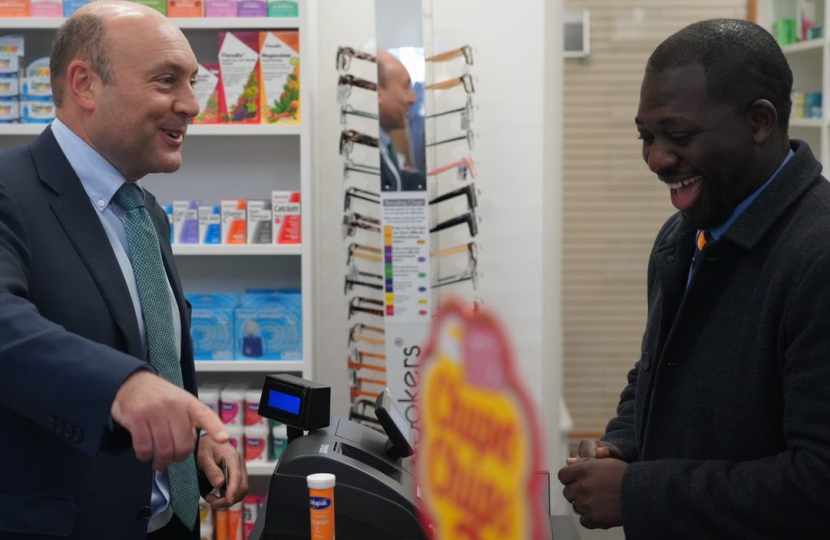 Andrew Griffith MP and Martin Chisanga at Arundel Pharmacy