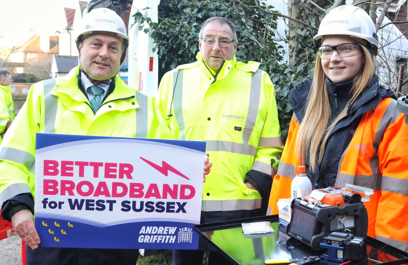 Andrew Griffith with Openreach workers