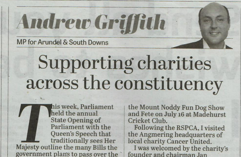 Andrew's column in West Sussex newspapers 12th May