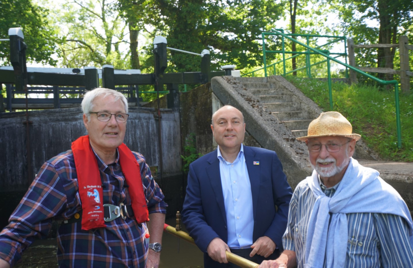 Andrew Griffith MP at Wey and Arun canal near Wisborough Green