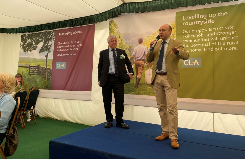 Andrew speaking to CLA members breakfast at the South of England Show, alogside Leo Hickish, Chairman of CLA.