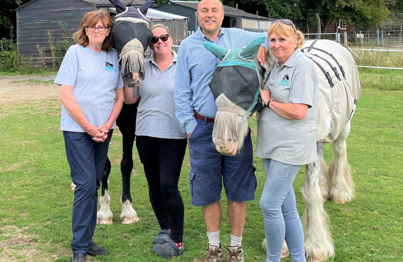 Andrew with ABC Animal Sanctuary volunteers Cheryl Tofield-Cook, Maggie Southwell and Gemma Page