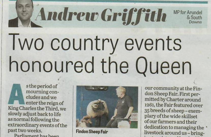 Andrew's column in West Sussex newspapers 22nd September