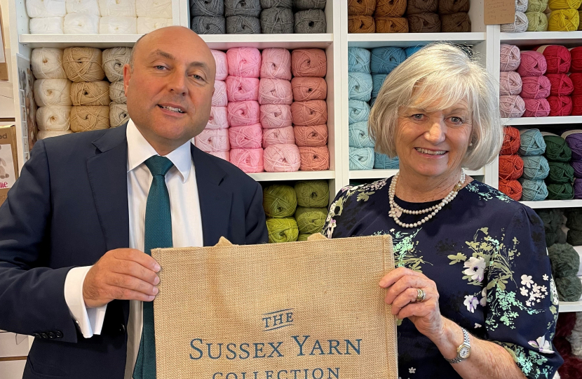 Andrew with Jane Hitchcock at The Sussex Yarn Collection