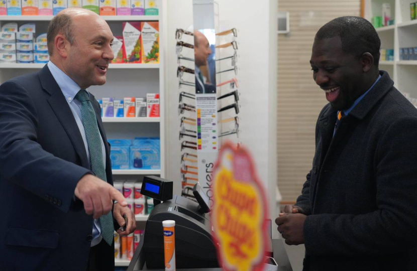 Andrew Griffith with Martin Chisanga at the official opening of The Arundel Pharmacy