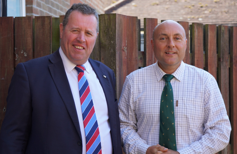 Farming Minister Mark Spencer with host MP Andrew Griffith 