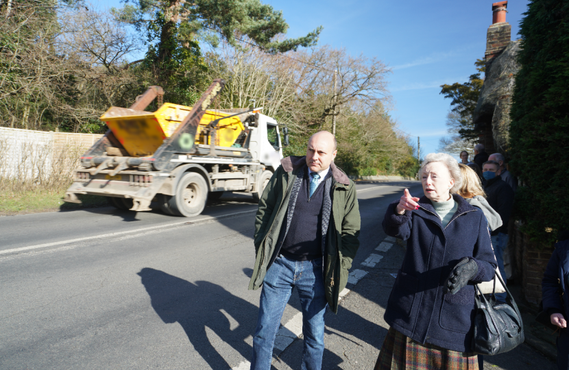 Andrew with local resident on A29 pavement