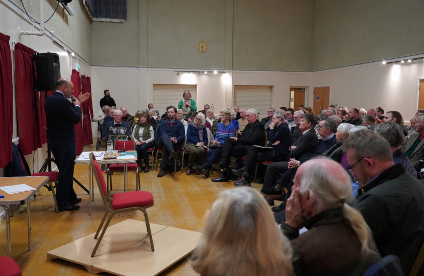 Andrew Griffith MP at Pulborough Village Hall hosting the Assisted Dying Consultation.