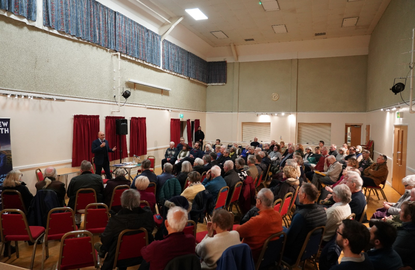 Andrew Griffith MP at Pulborough Village Hall hosting the Assisted Dying Consultation.