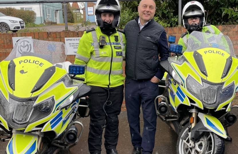 Andrew Griffith MP with visiting police motorcyclists from other forces as part of ‘Op Apex’ over the Easter weekend.
