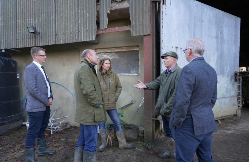 Andrew speaking to Slindon farmers Paul and Madeleine Crawley 