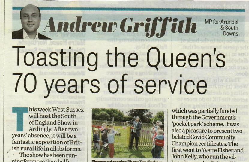 Andrew's column in West Sussex newspapers 9th June