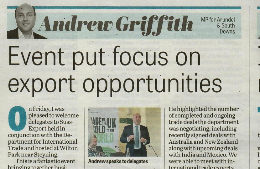 Andrew's column in West Sussex newspapers 14th July 