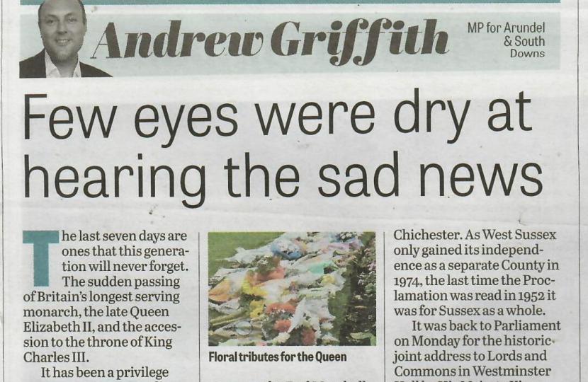 Andrew's column in West Sussex newspapers 15th September 