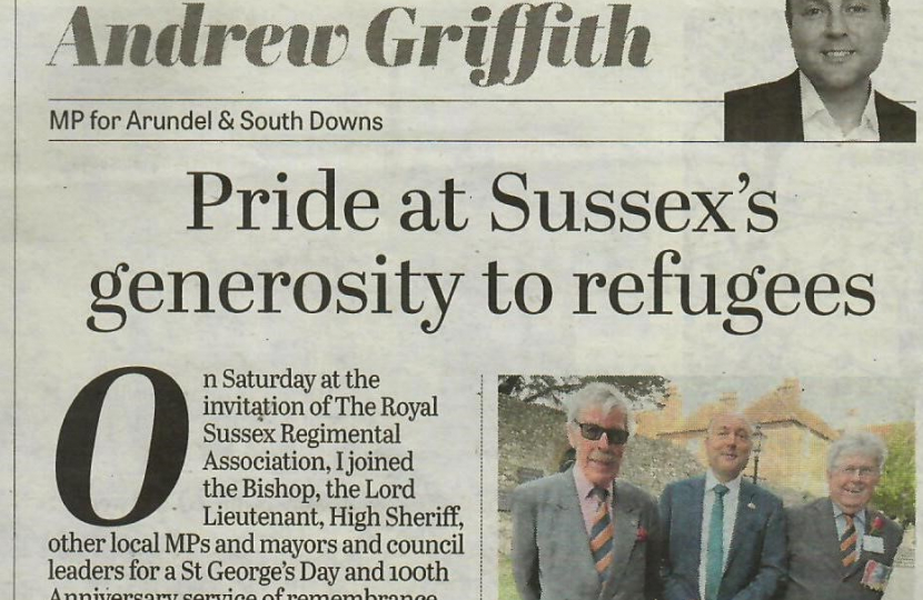 Andrew's column in West Sussex newspapers 28th April 