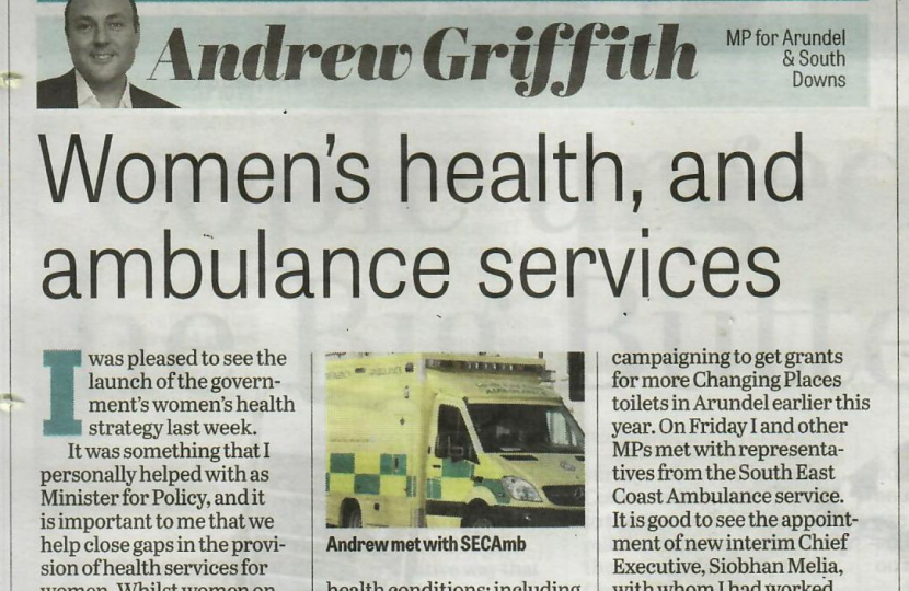 Andrew's column in West Sussex newspapers 28th July