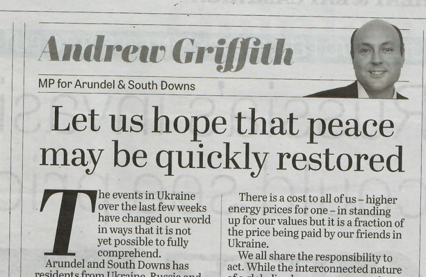 Andrew's column in West Sussex newspapers 3rd March