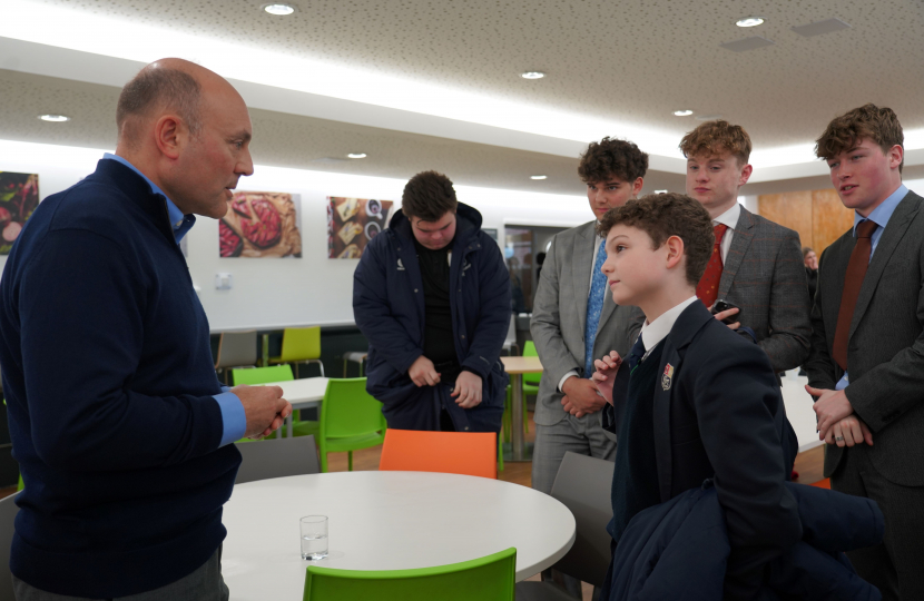 Andrew Griffith MP speaking to students at Seaford College in Petworth