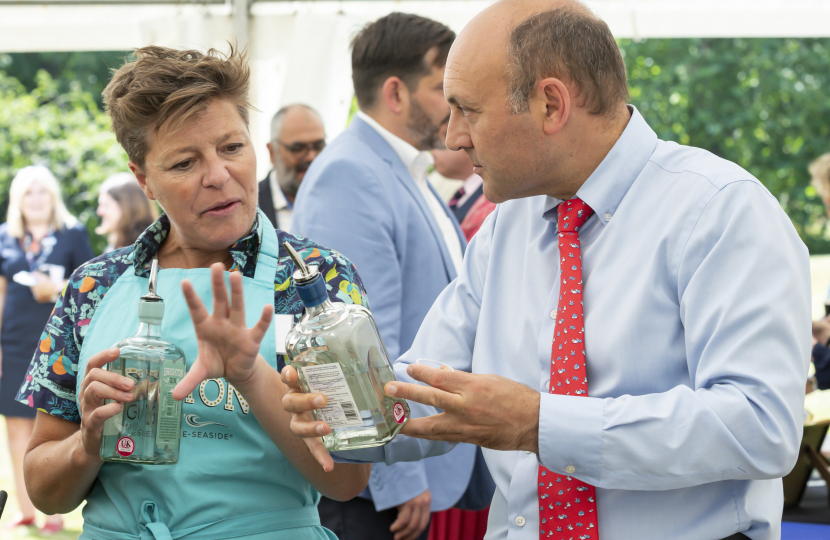 Andrew Griffith with Brighton Gin founder Kathy Caton at SussExport 