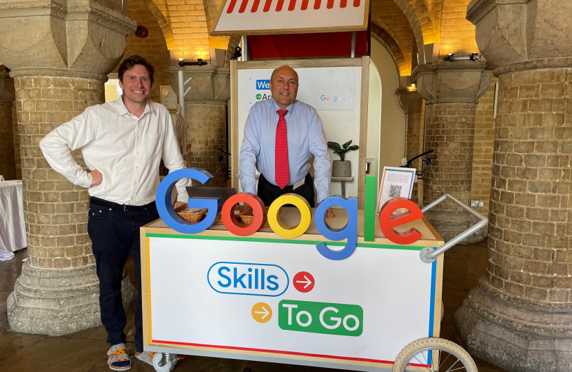 Andrew welcomes Google to Arundel Town Hall, pictured with Tom Morrison-Bell