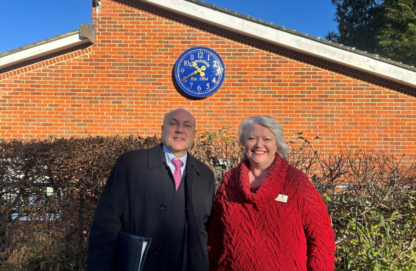 Andrew Griffith MP with Mrs. Sarah Palmer-Headteacher at Camelsdale Primary School