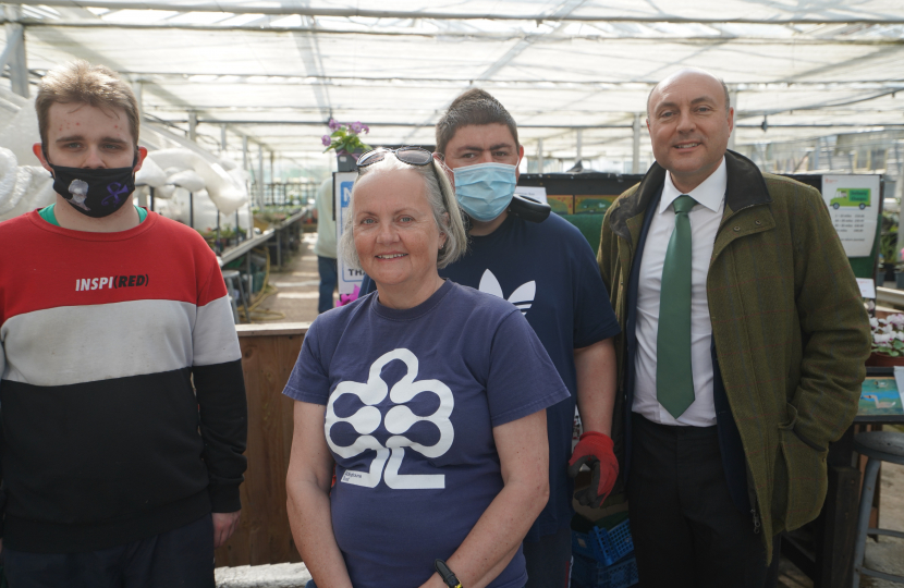 Andrew with Sue Livett, Managing Director and members of the plant nursery team at Aldingbourne Country Centre.