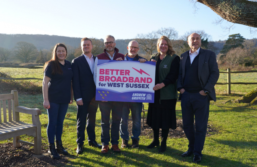 Andrew with residents and Openreach team in Graffham