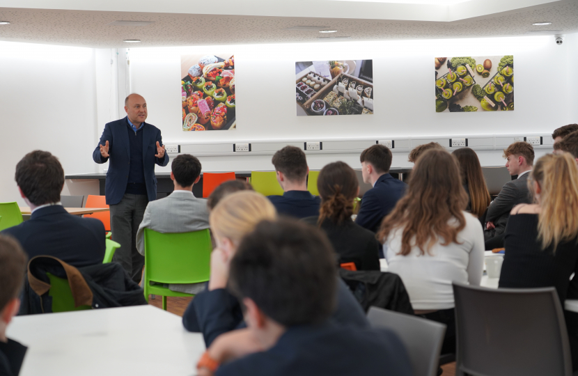 Andrew Griffith MP speaking to students at Seaford College in Petworth