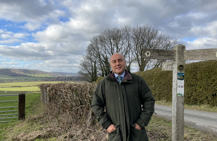 Andrew with the newly decorated fingerpost at Amberley 