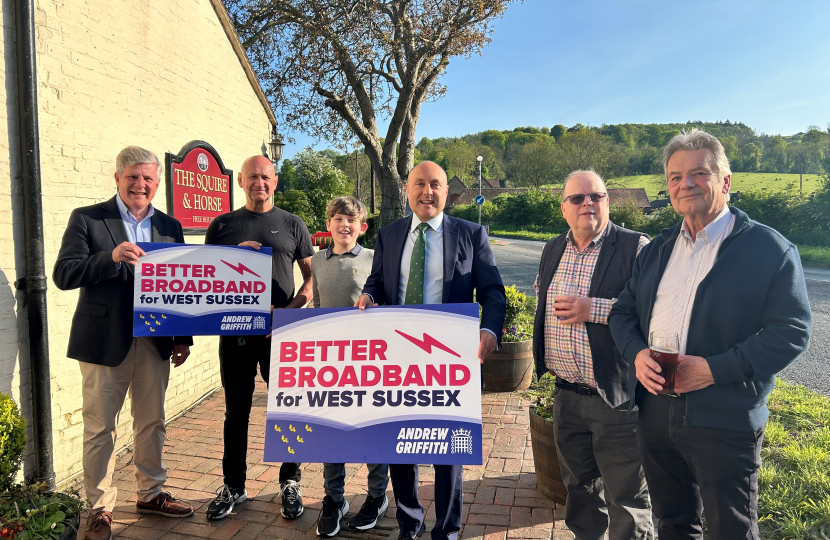 Andrew with Bury residents celebrating Better Broadband in the village 