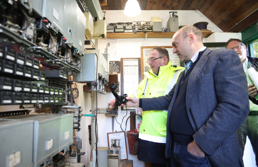 Andrew in a telephone exchange at Amberley Museum