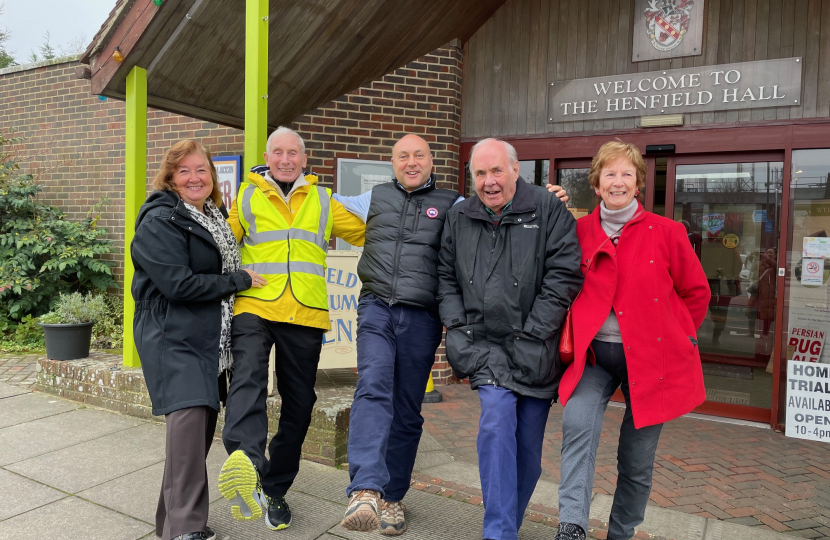 Tony Bishop in high-vis with wife Susan Bishop (left), Andrew Griffith MP, Andy  Manuel, and Angela Manuel. 