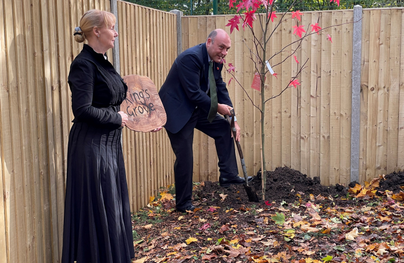 Andrew Griffith planting new tree for Ashurst CE Primary School