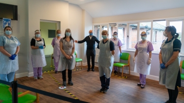 Andrew with the vaccination team at Henfield Medical Centre