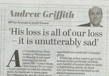 Andrew's column in West Sussex newspapers 21st October 