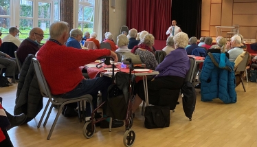 Andrew speaking to an audience of Vintage Years membrs at Steyning Village Hall