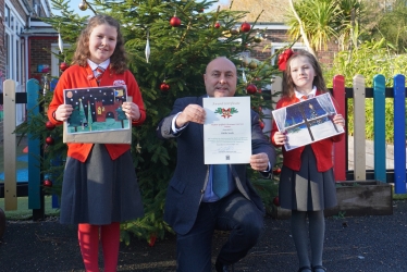 Andrew with Ottilie and Poppy of Arundel CE School