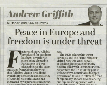 Andrew's column in West Sussex newspapers 3rd February