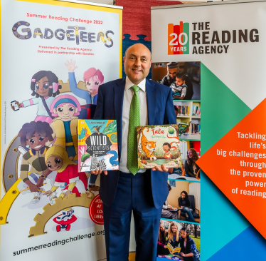 Andrew at the Summer Reading Challenge launch in Westminster 