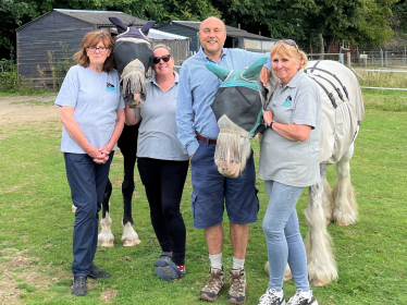 Andrew with ABC Animal Sanctuary volunteers Cheryl Tofield-Cook, Maggie Southwell and Gemma Page