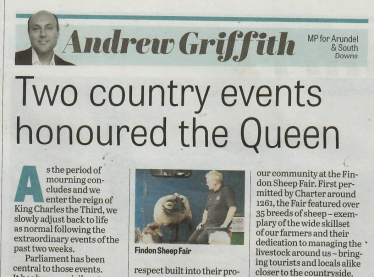 Andrew's column in West Sussex newspapers 22nd September