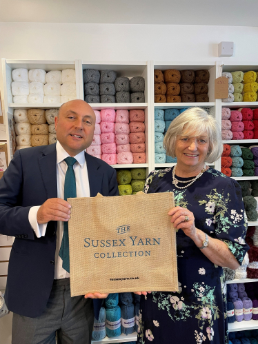 Andrew with Jane Hitchcock at The Sussex Yarn Collection